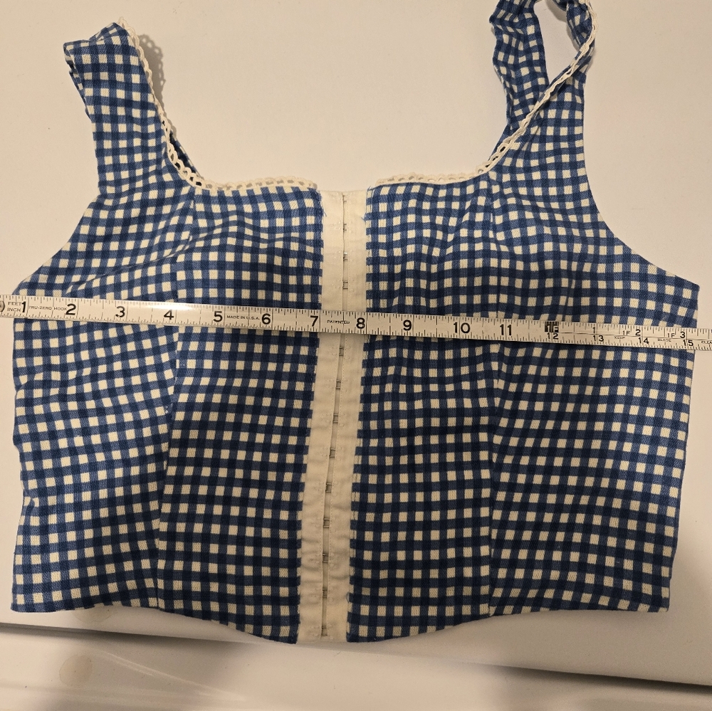 Monteau Blue and White Gingham Tank Top - Picture 4 of 5